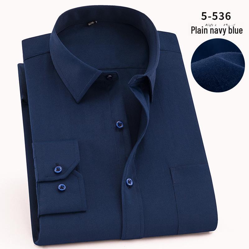 2025 Spring Men's Gray Non-Iron Long Sleeve Business Casual Shirt, Large Solid Color for Young to Middle-aged.
