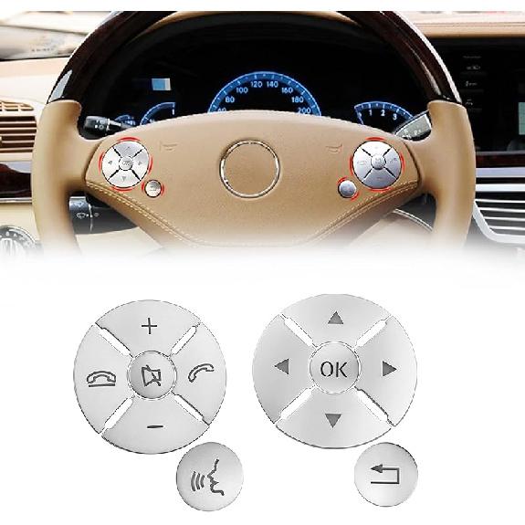 Moonlinks Steering Wheel Button Sticker Compatible With Mercedes A B C E M G SL GL GLA CLA GLK SLK GLS Class,Steering Wheel Button Decoration Trim Round