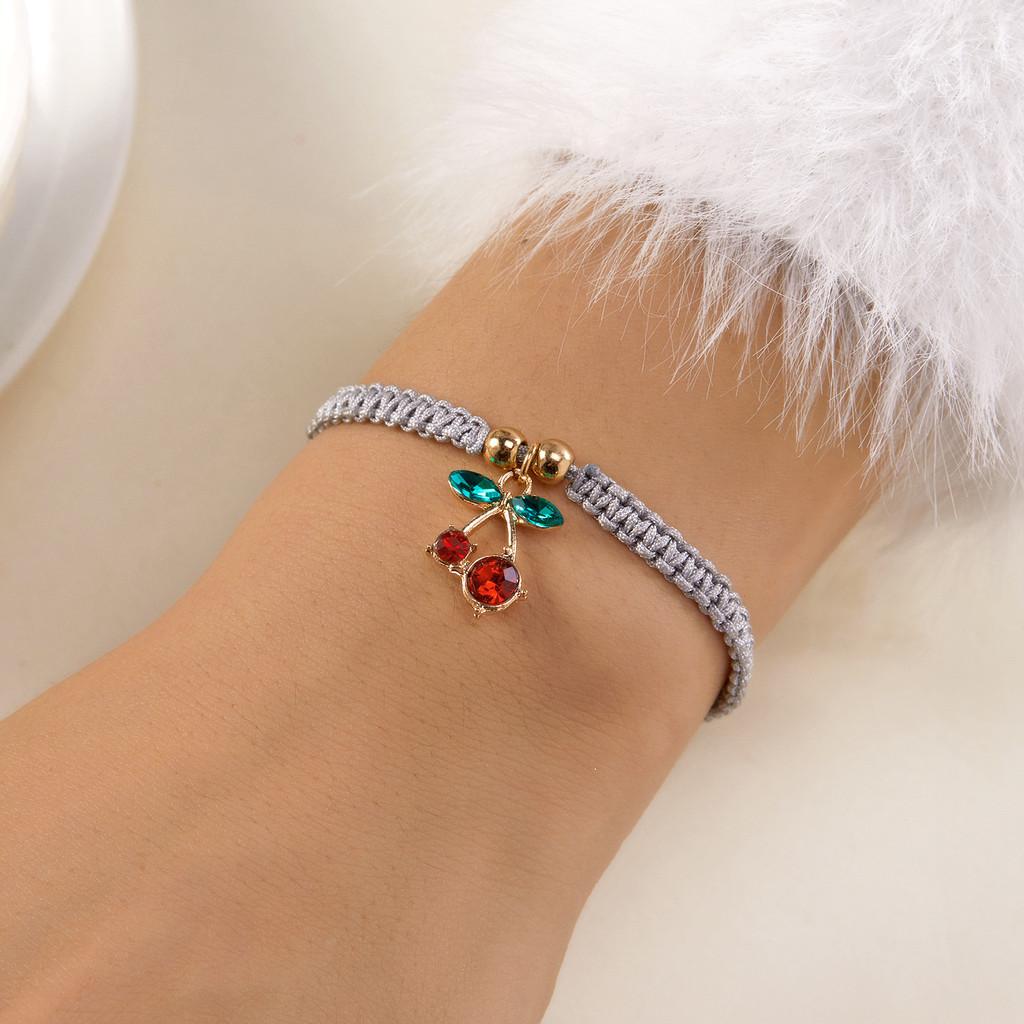 Handcrafted Woven Friendship Bracelet With Fruit Design For Teens And Casual Wear