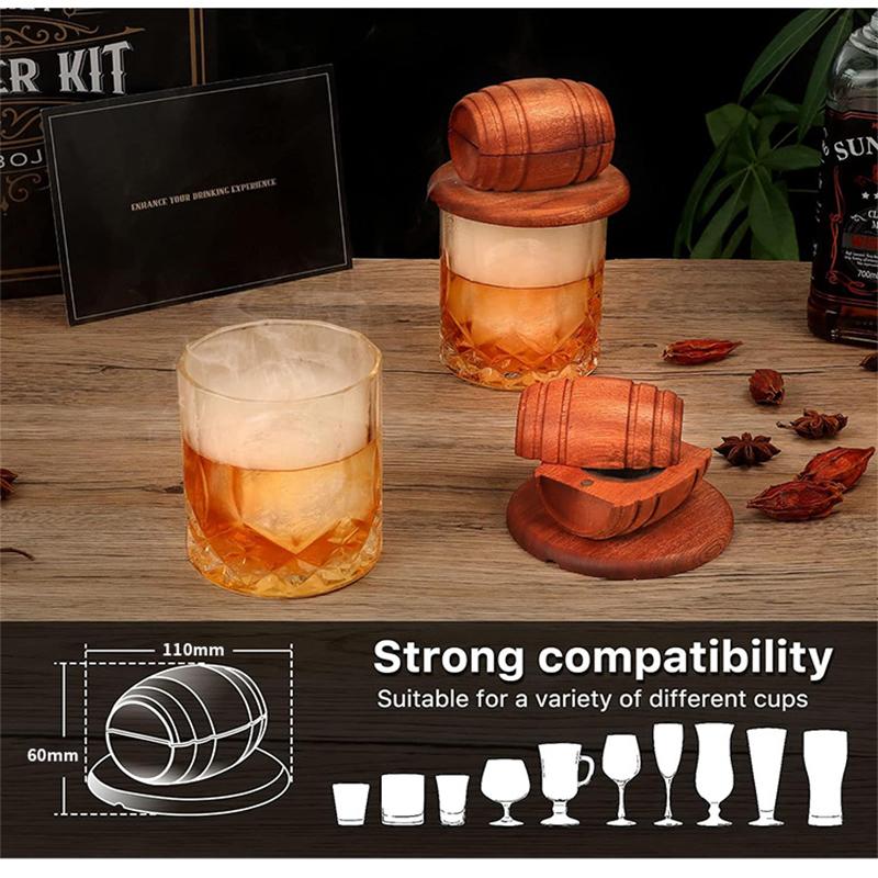 Bourbon Whiskey Smoker Kit - with Ice Ball Mold Old Fashioned Chimney Drink Smoker Infuser for Cocktails and Bar Kitchen Tools