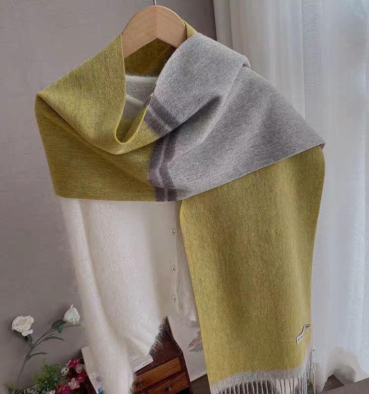 Checkerboard Grain Scarf Female Winter Warm Pure Wool Cashmere Shawl Couple Accessory Premium Sense Windproof Scarf For Women