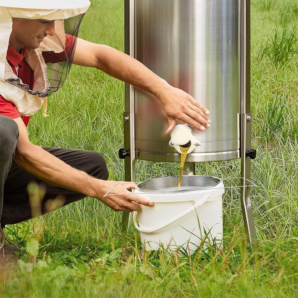 Honey Strainer Double Sieve, Stainless Steel Bee Mesh Strainer for 5 Gallon Bucket, Honey Extractor for Clean Honey with Up to 16.5 inches Extendable