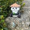 Garden Aquarium Decoration Cute Panda Figurine with Fishing Rod Outdoor Backyard Pond Ornament Resin Sculpture for Fish Tank Edge