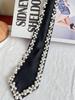 1pc Elegant Women's Pearl Necktie, Handmade Pearl Decorated Tie, Adjustable Silk Pre-Tied Necktie, Suitable For Formal Occasions