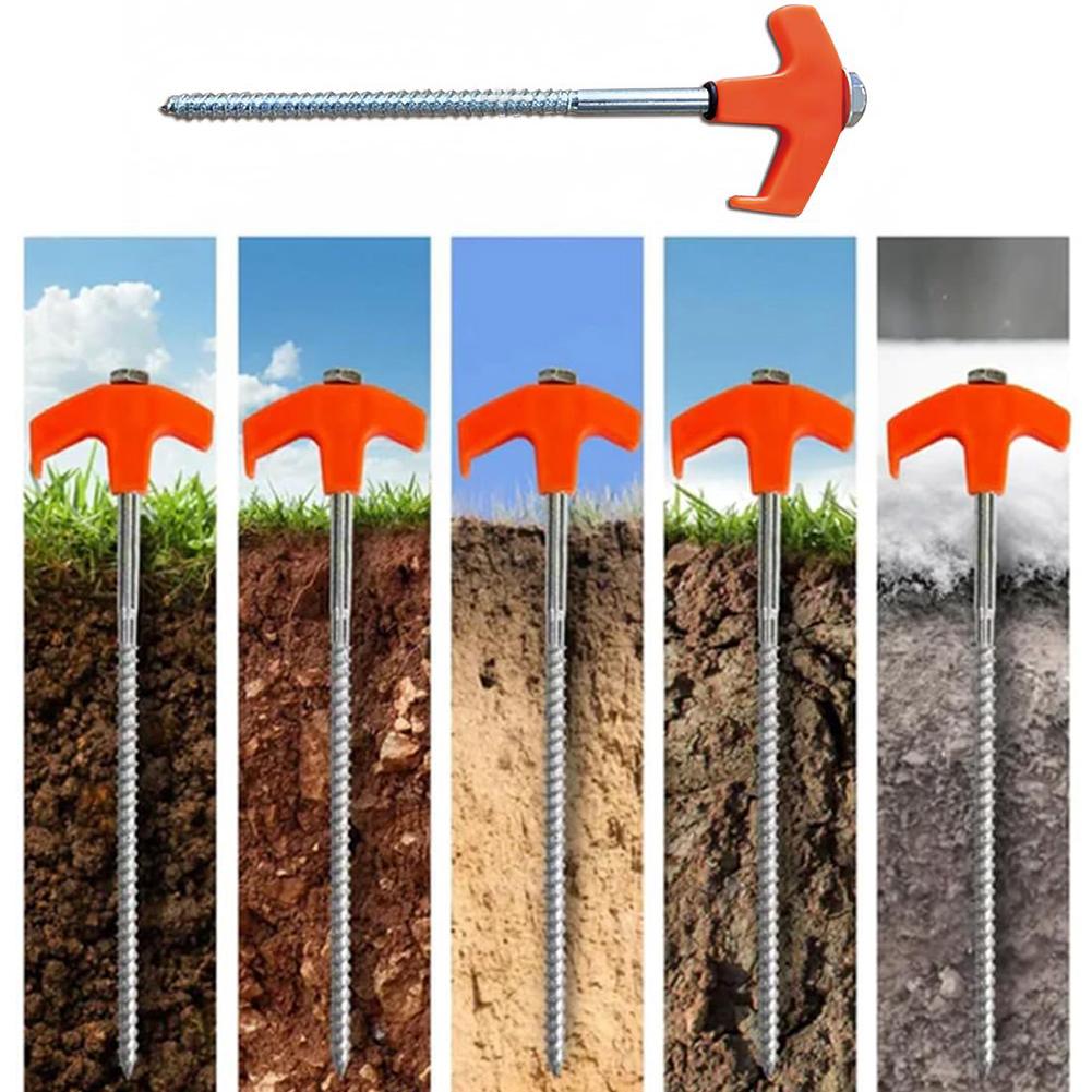 8 Stück Campingheringe Einschraubbar mit Sechskantaufnahme Schwerlast Spiralschraube Schwerlast Zeltpflock Bodenanker Nagel für Outdoor-Camping