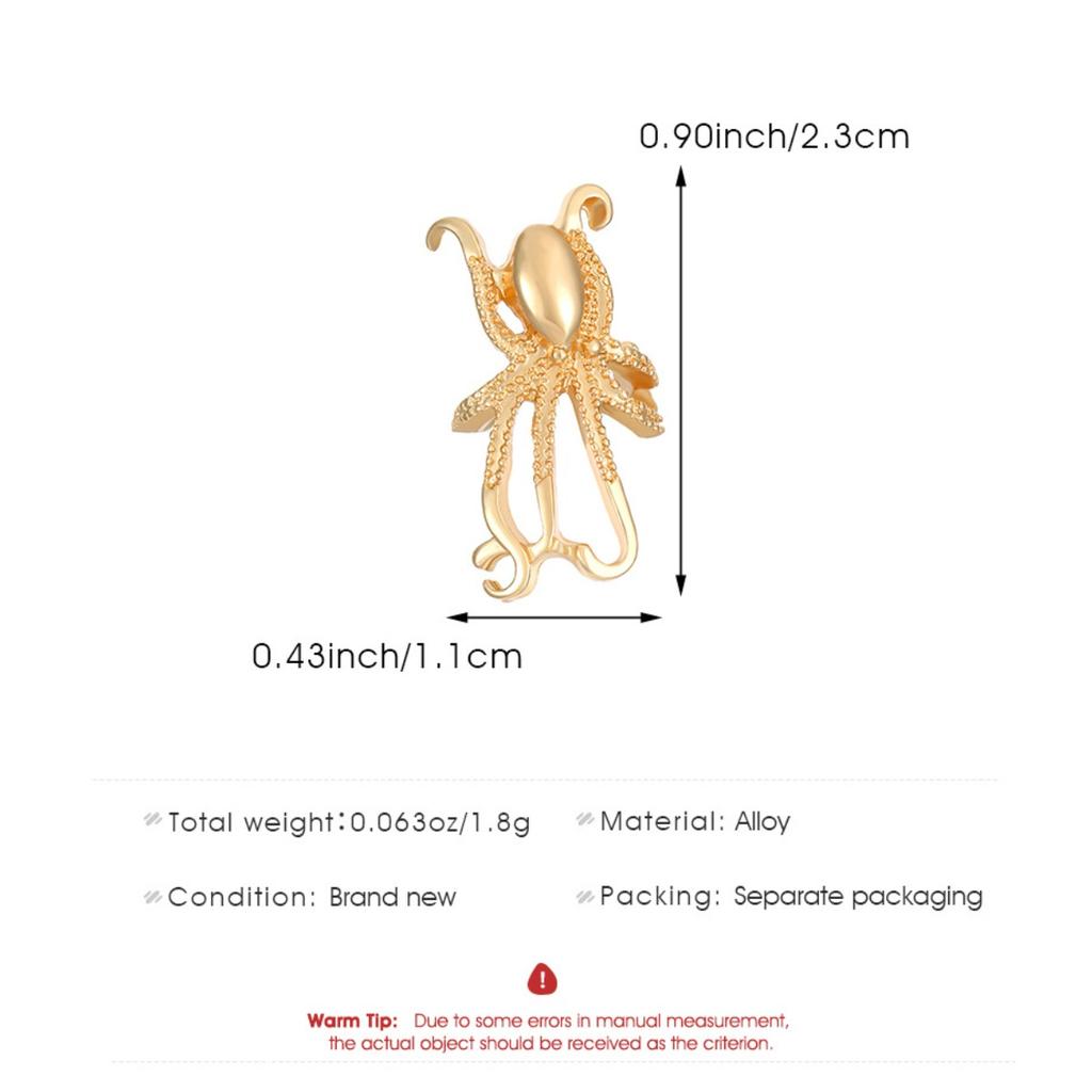 Octopus Ear Cuff Gold Tone Nautical Style Non Piercing Ear Clip for Women