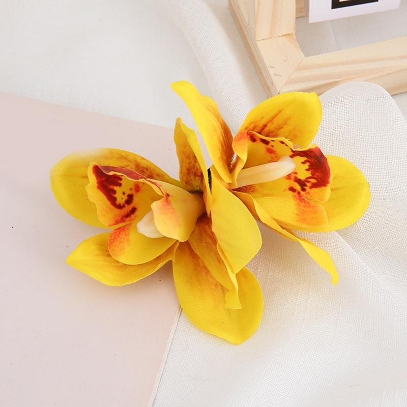 Bohemian Style Hairpin Double Large Artificial Cymbidium Flower Hair Clip For Women And Girls Fashion Accessory