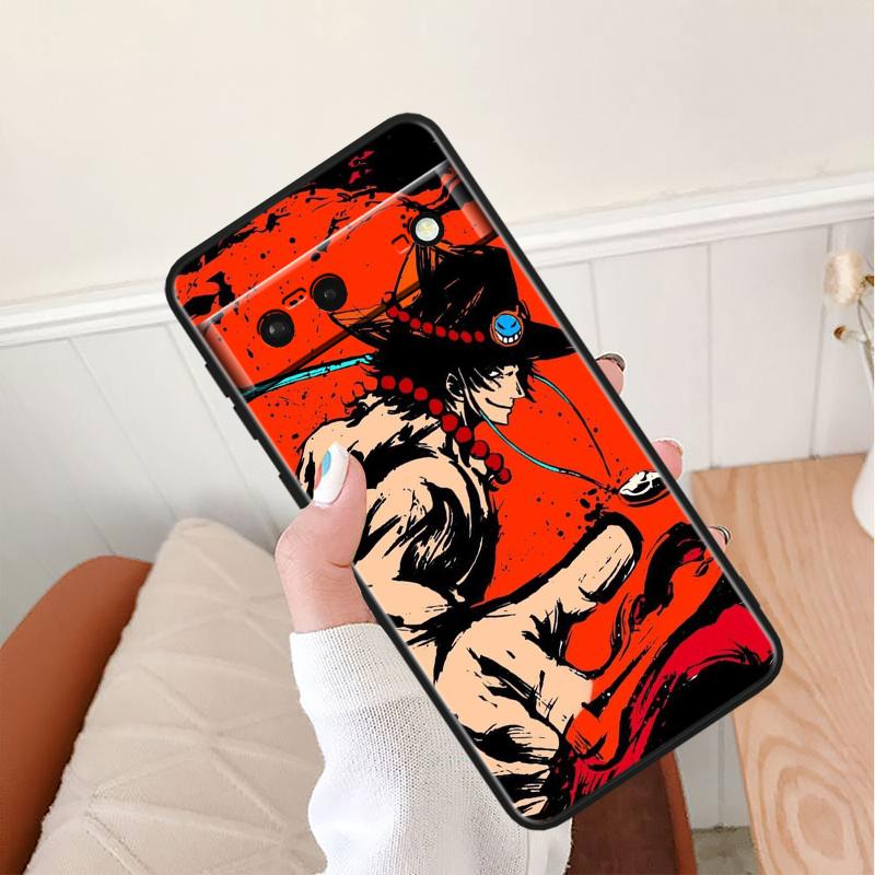 Luffys-Zoros O-nes P-ieces Stoßfeste Abdeckung für Google Pixel 8 7A 6A 5A 5 4 4A XL Pro 5G Schwarze Telefonhülle Weiche Fundas Capa