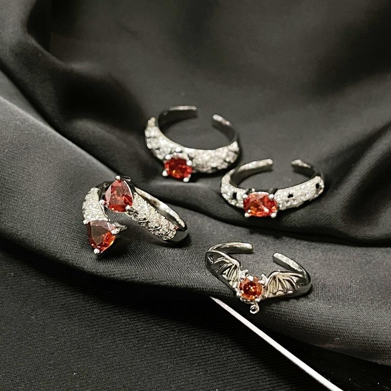 Roter Voll-Diamant Zir*****Pen Ring Guochao Transfer Design Sinn Zeigefingerring Hoher Sinn Temperament Schmuck