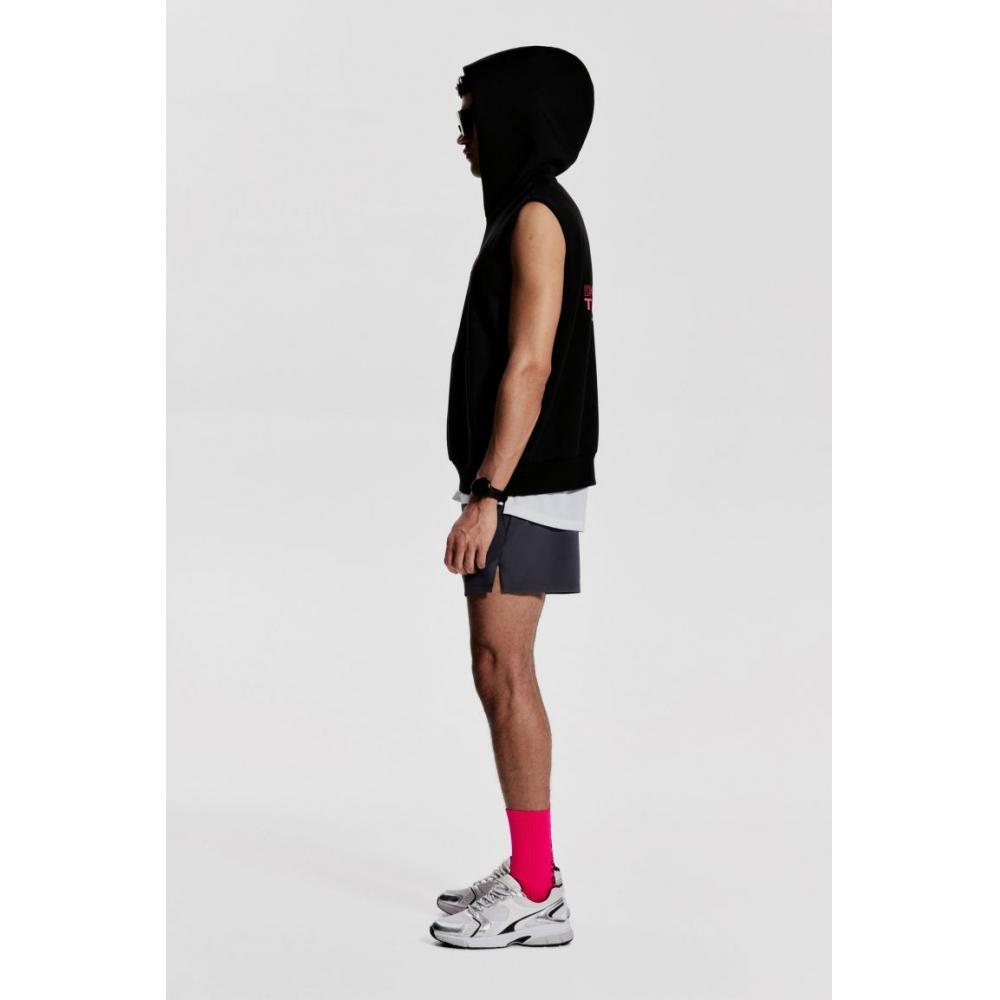 H M Sleeveless Sports Hoodie Loose Fit dryMove Black dopaMine rusH