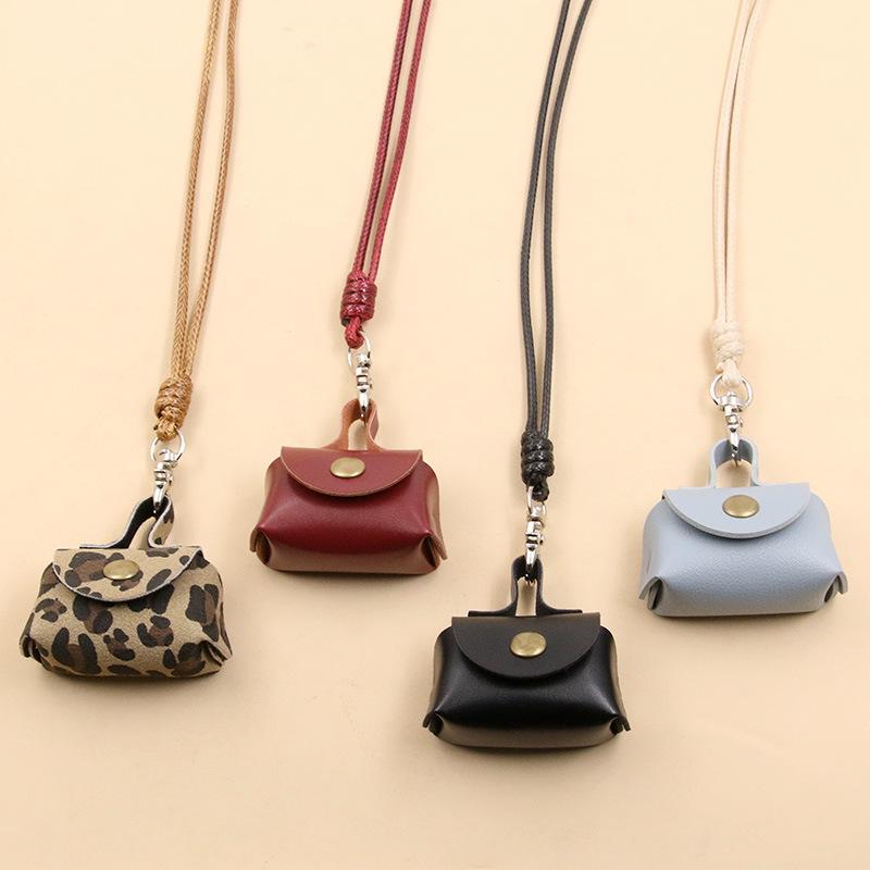 Retro Style PU Leather Necklace Coin Purse - 16 Color Choices, Trendy Accessory