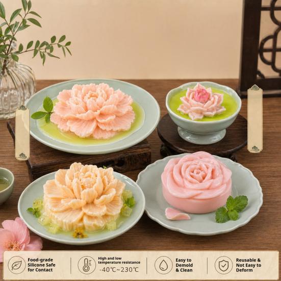 Flower Silicone Molds Flower Peony Fondant Mold Candle Molds Rose for Jelly Chocolate