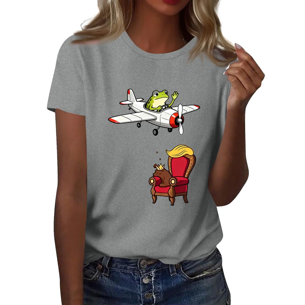 Women's Printed Round Neck Short Sleeve Top