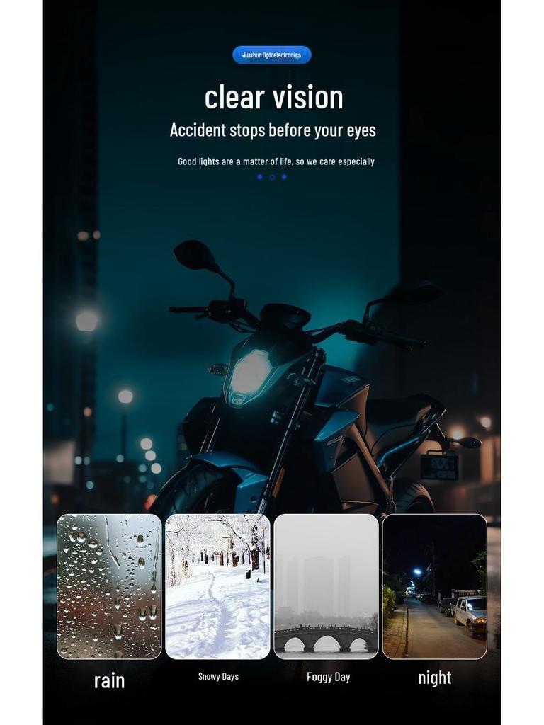 Motorcycle Three-Eye Spotlight, Dual-Color Yellow/White, Easy Installation, Outdoor Waterproof.