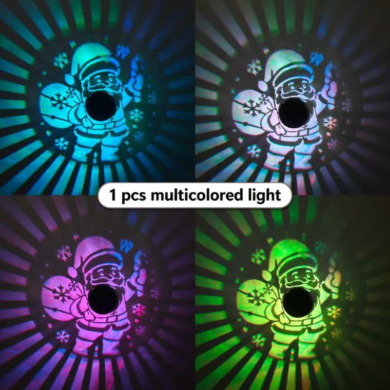 Solar Outdoor Wall Light Santa Claus Projection Lamp Christmas Iron Art Garden Decorative Wall Lamp For Yard Courtyard Xmas Gift