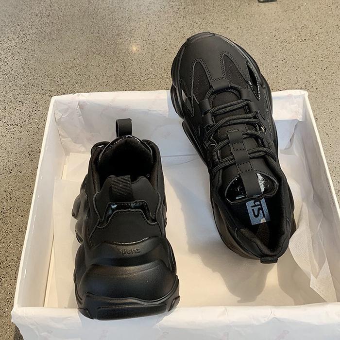 Women's New Sneakers 2024 Spring Autumn Fashion Thick Base Black Outdoors Sports Running Fitness Walking Shoes Luxury Designer