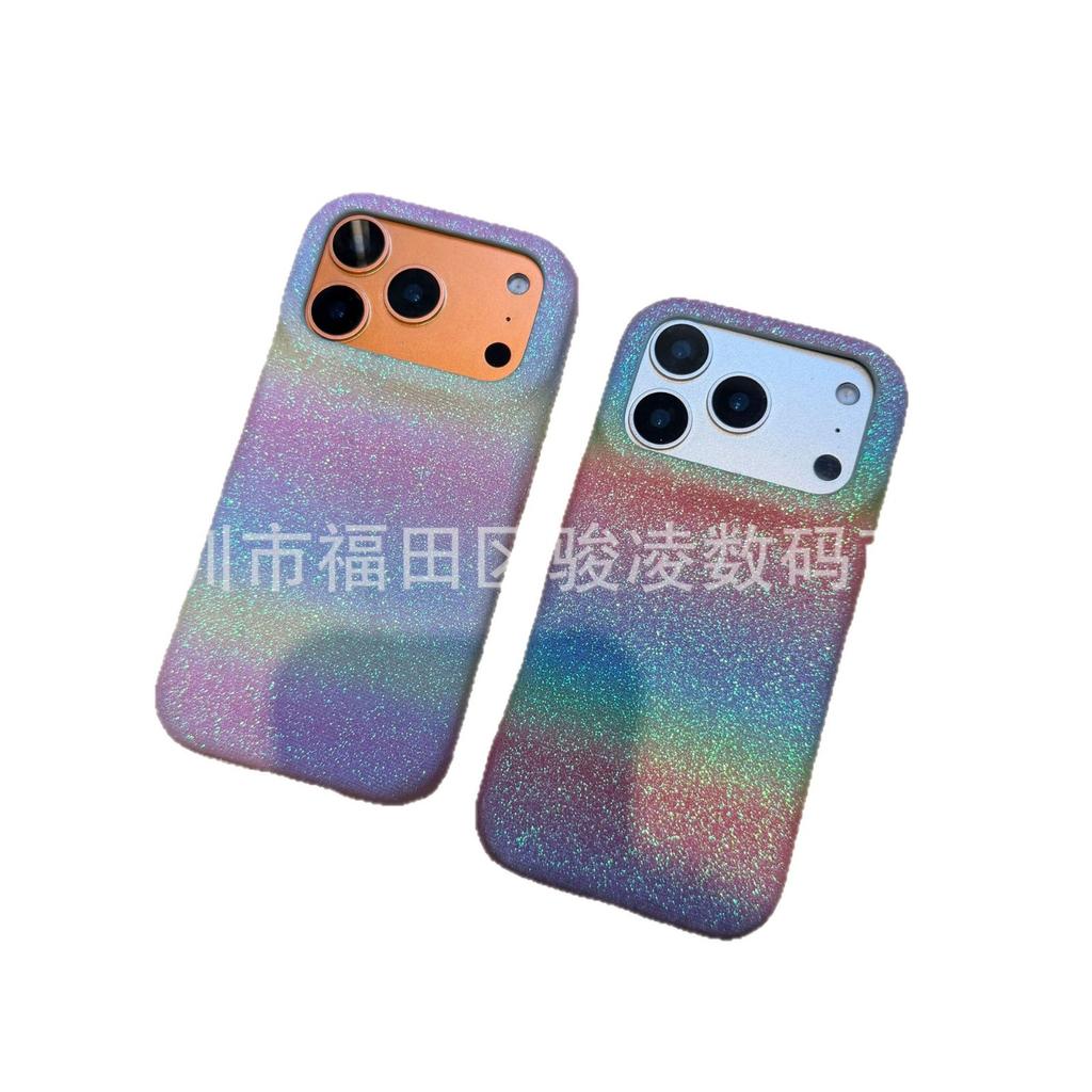 Ins rainbow glitter applies to Apple 17promax mobile phone case iPhone16 fashion 15 anti-drop 14 Internet celebrity 13