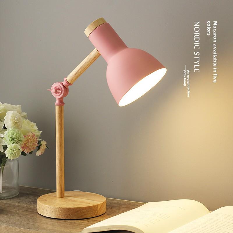 Nordic Macaron Wood Table Lamp: Eye-Caring Dorm Desk & Bedroom Bedside Lamp