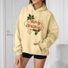 Women's Fashion Casual Long Sleeve Loose Christmas Print Hooded Sweatshirt