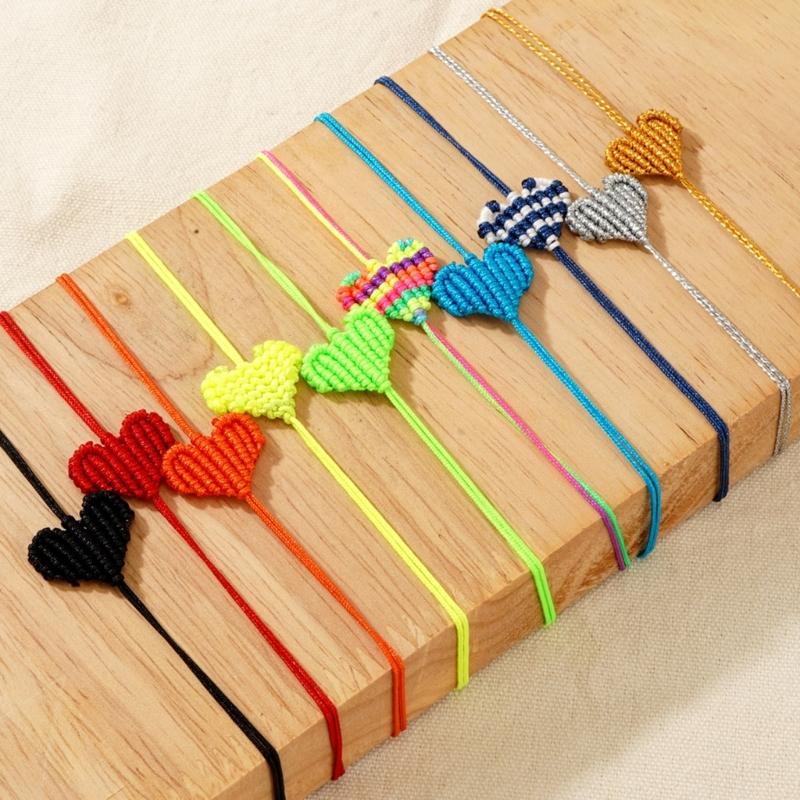 Romance Hemps Cord Bracelets Bohemian Braided Heart Pattern Unisex Love Tokens Handcrafted Couple Jewelry Accessory