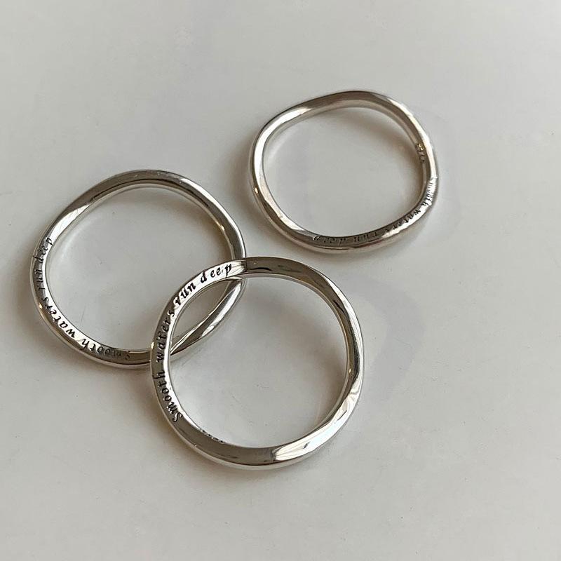 Korean Versatile Style Geometric Wave Letter Ring For Women Chic Copper Fashion Statement