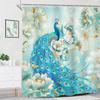 Peacock Floral Shower Curtain for Bathroom Decor 72Wx84H Extra Long Morden Teal Flowers White Gold Peony Rose Elegant