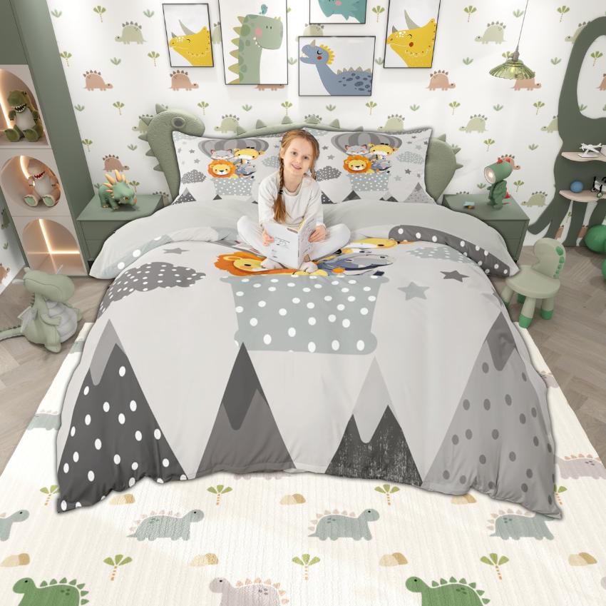 Homewish Cute Animal Duvet Cover Set For Boys Girls Dinosaur Pig Unicorn Bedding Set Pig Giraffe Elephant Quilt Cover Set EU Single(135*200cm)3pcs