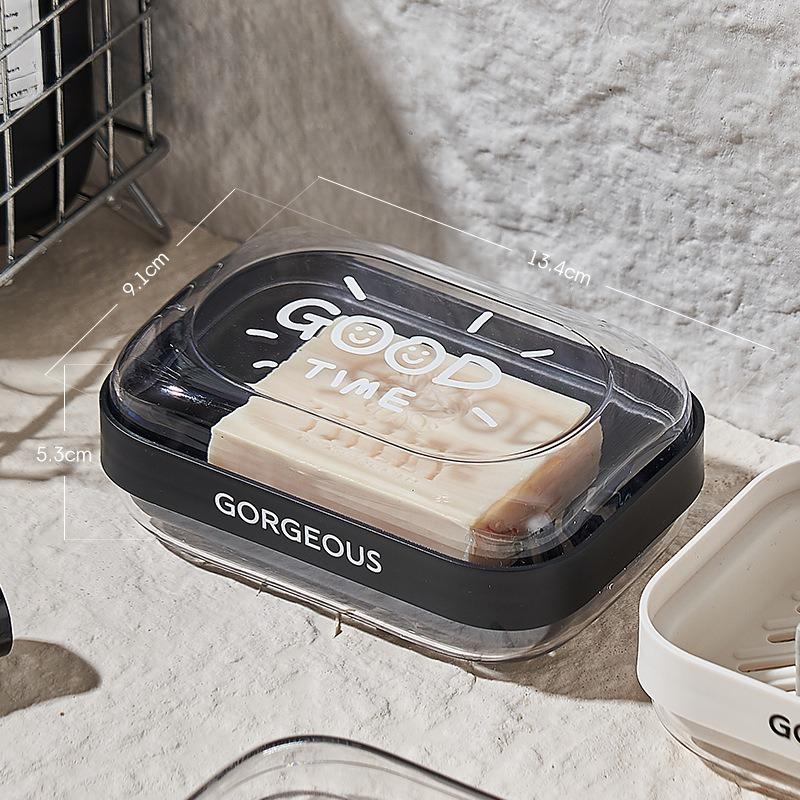 

Soap Box Student Dormitory Household Bathroom Sealed with Lid Waterproof Soap Box Travel Drain Soap Box чорний