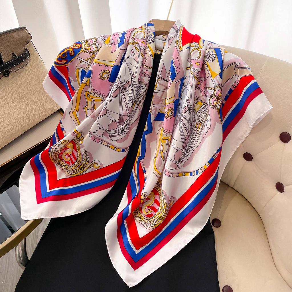 Wysokiej jakości luksusowe jedwabne szale z pałąkiem na głowę szaliki szalik dla kobiet łańcuszek jedwabny szal damski dekoracyjny szal