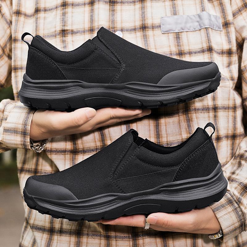 Men’s Outdoor Canvas Shoes Sneakers Driving Shoes Black Casual Plus Size  Slip On Wide Head Shoes for Farther