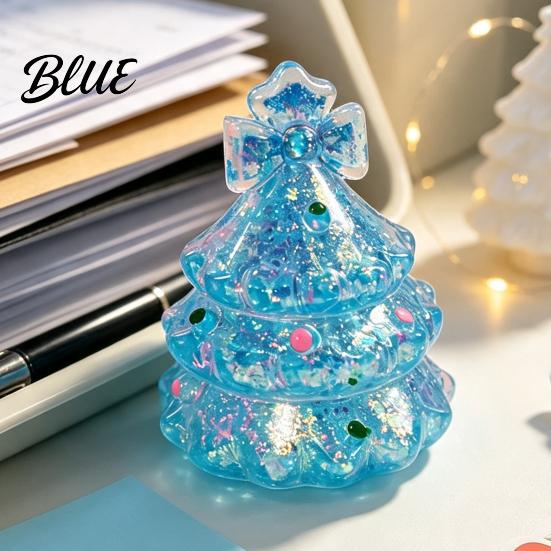 Stretchy Tree Toy Mini Christmas Squeeze Toy Stress Relief Glitter Xmas Fidget Clear Shape for Adults Kids Party Favor Squeezable