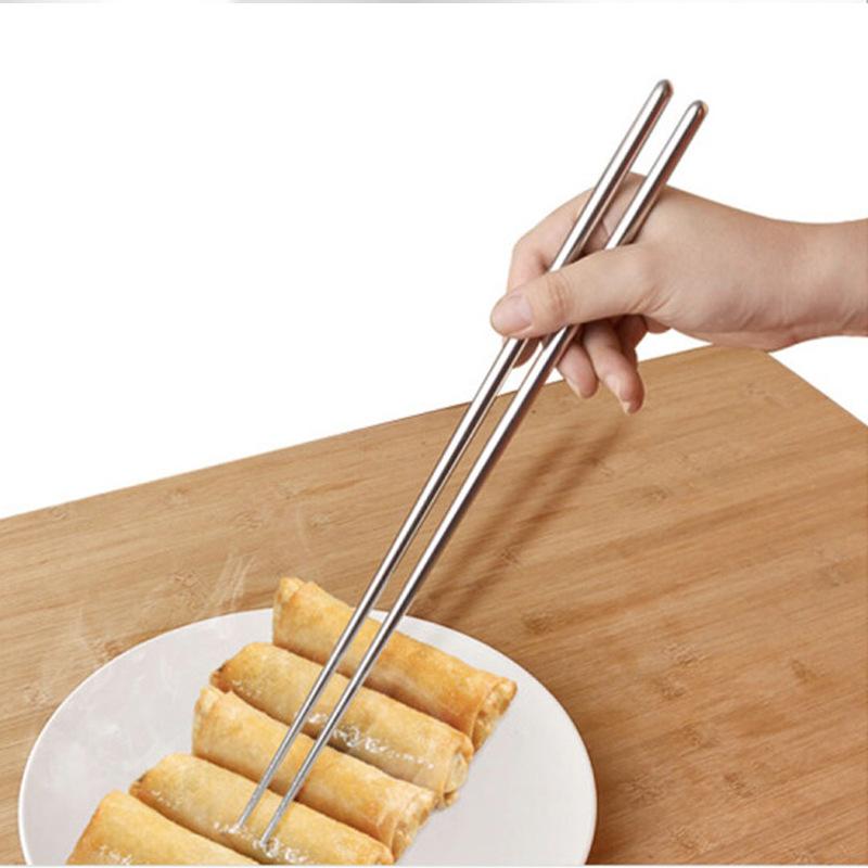 304 Stainless Steel Long Chopsticks Fried Chopsticks Kitchen Household Hot Pot Chopsticks Heat-resistant 36cm Long Chopsticks