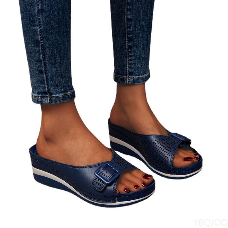 Fashion Women's slope heel outdoor casual closed flat shoes summer new style thick soled women's casual shoes for outdoor wear