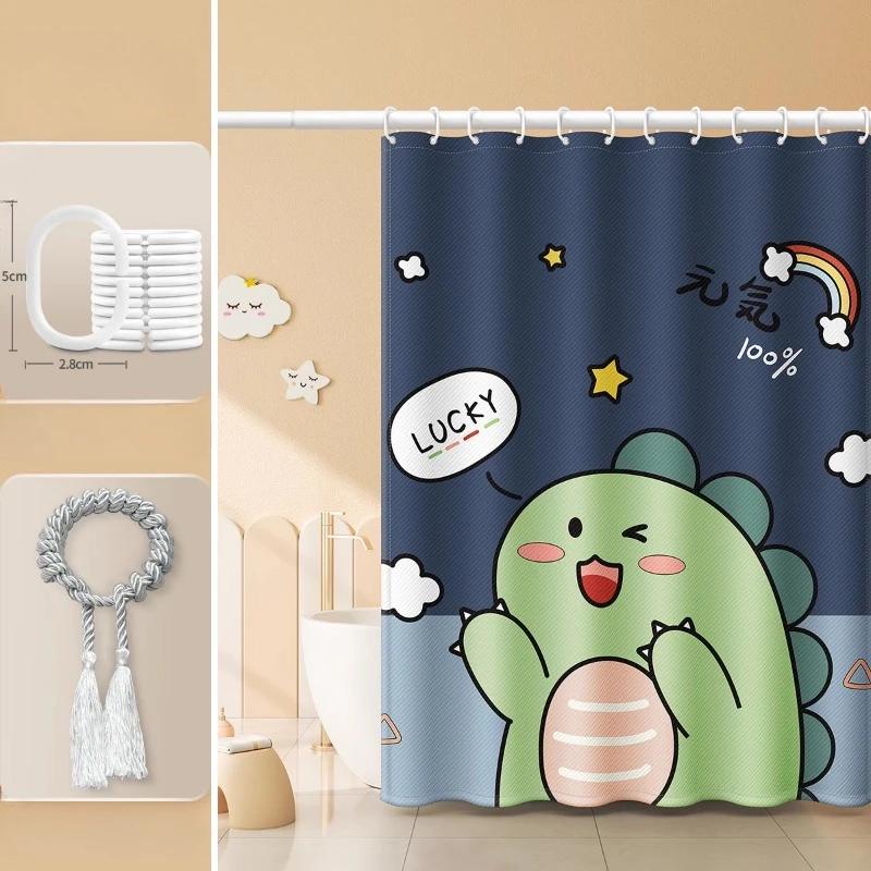 Cartoon Bathroom Curtains for Living Room Home Decor Blackout Curtains Living Room Bedroom Balcony Screen Dustproof