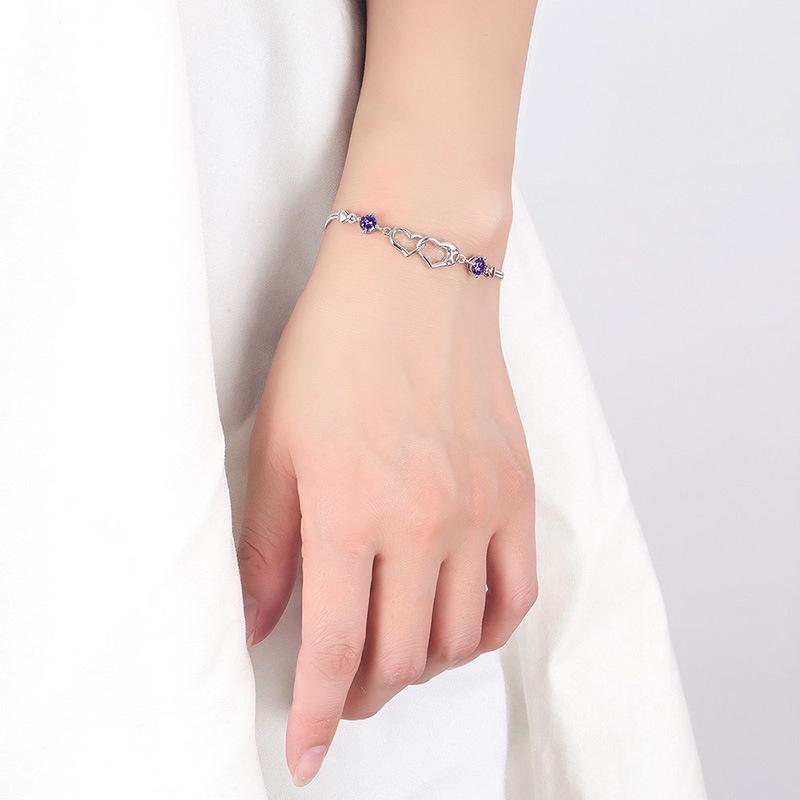 Happiness Signal Double Heart Zirconia Bracelet - Women's Jewelry Gift for Best Friends