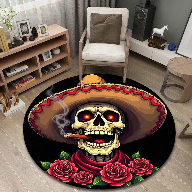 Artistic Round Mandala Multicolor Rug Mat, Non-Slip Floor Mat for Laundry Room