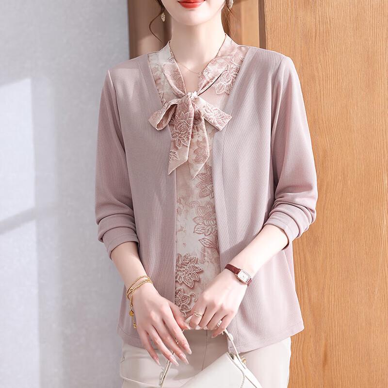 

XUEXI Women s Faux Two-Piece Spliced Knit T-shirt XL