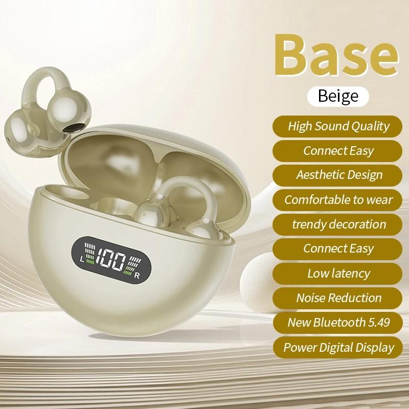 

Беспроводные наушники-клипсы Painless Wear 360° Surround Music Super Bass с HD-микрофоном Гарнитура с сенсорным управлением Низкая задержка бежевый