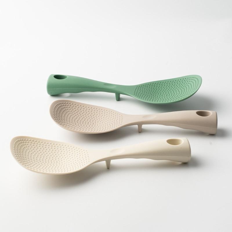 Practical Standing Rice Scooper Heat Resistant Silicone Nonstick Cooking Spoon With Heatproof Handle And Stand Base