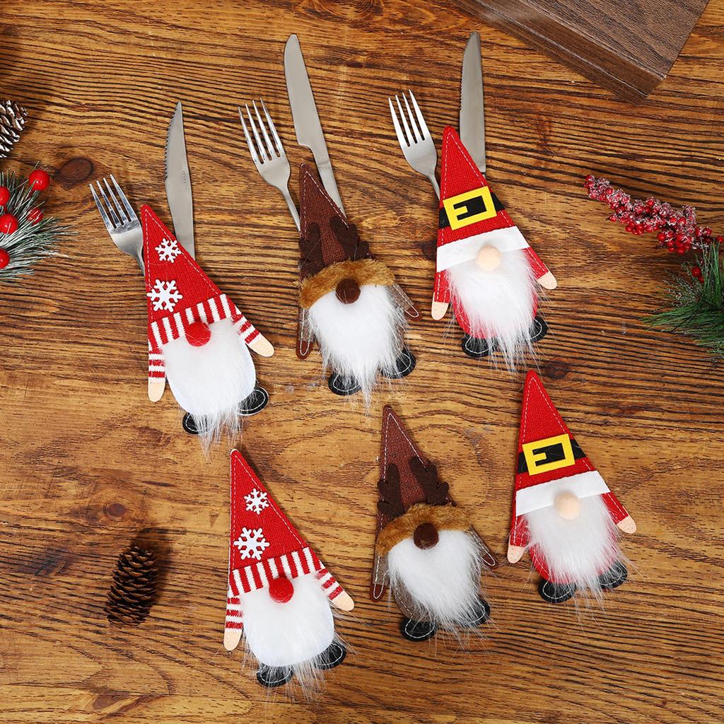 New Christmas Knife And Fork Set Cloth Faceless Old Man Knife And Fork Set Christmas Home Table Decorations