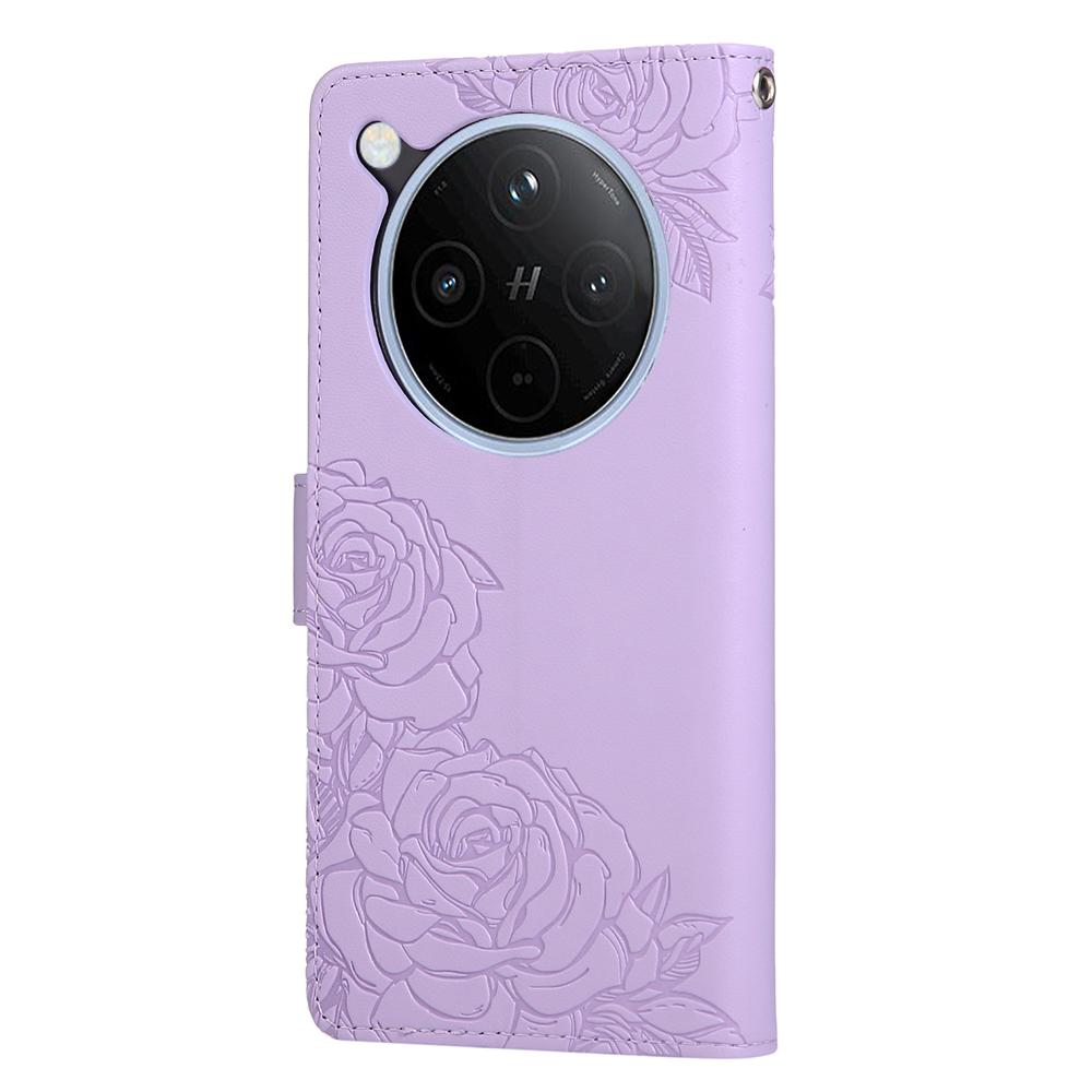 For Oppo Find X8 Pro 5G Case Rose Flower PU Leather Wallet Phone Cover with 3 Card Slots/Wrist Strap