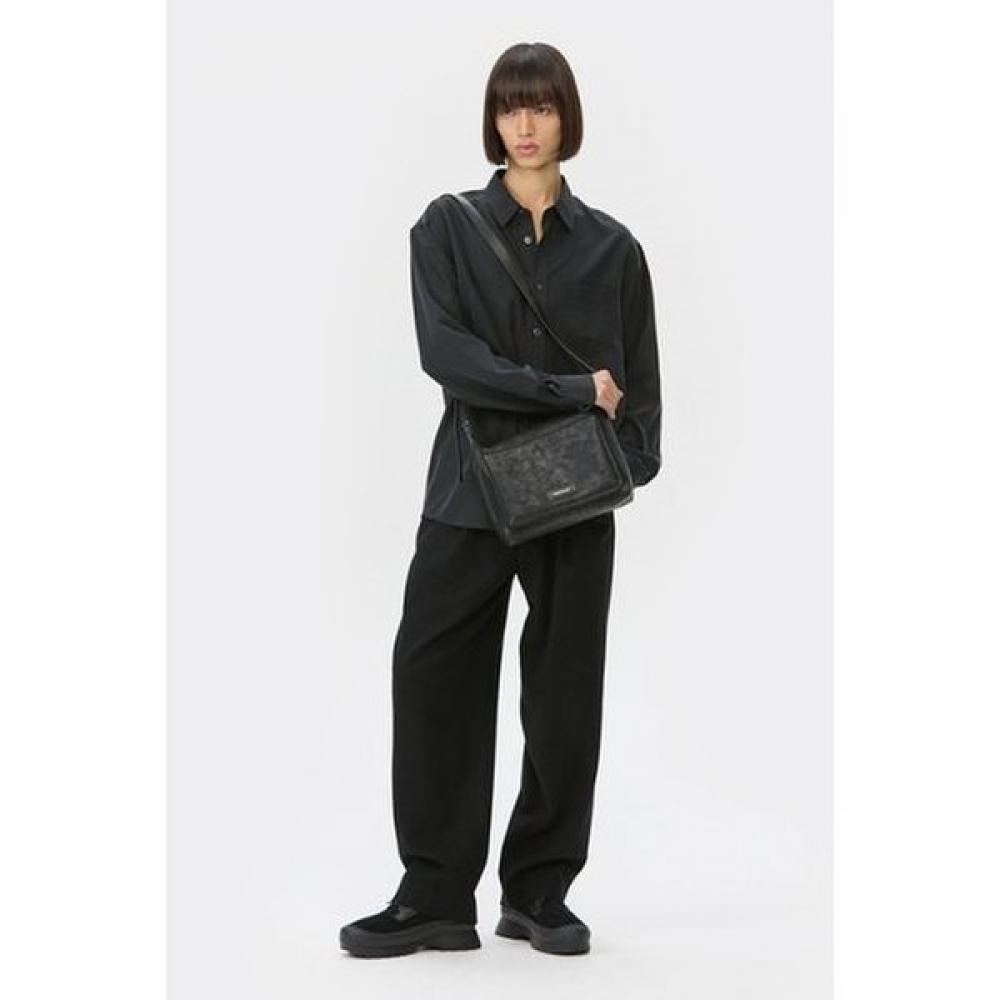 Customellow Relaxed Fit Chest Pocket Rayon Shirt Black Cwsaw25113bkx