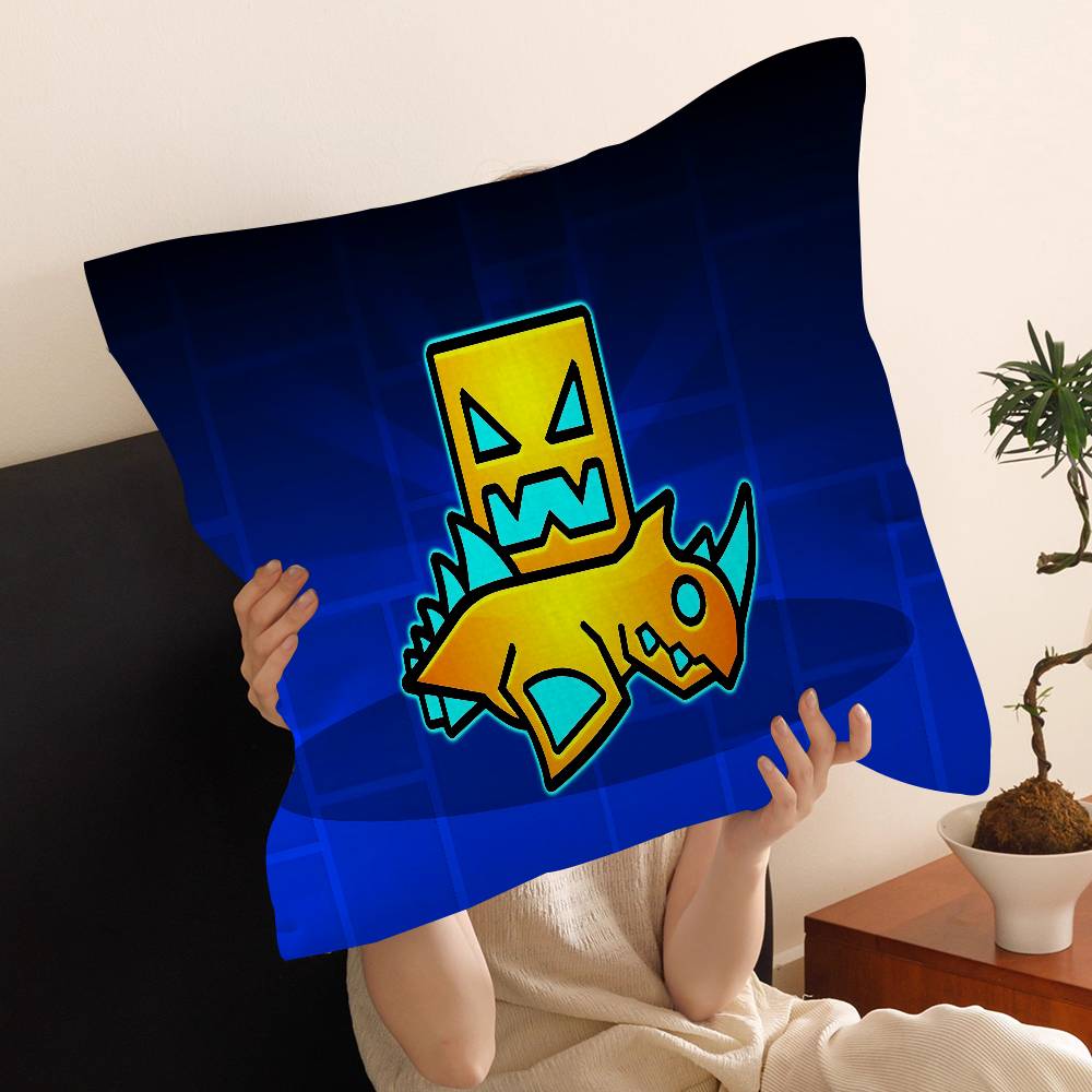 Cartoon Geometry Dash Video Game Pillow Cover Sofa Cushion Cover Home Room Decoration Children Gift