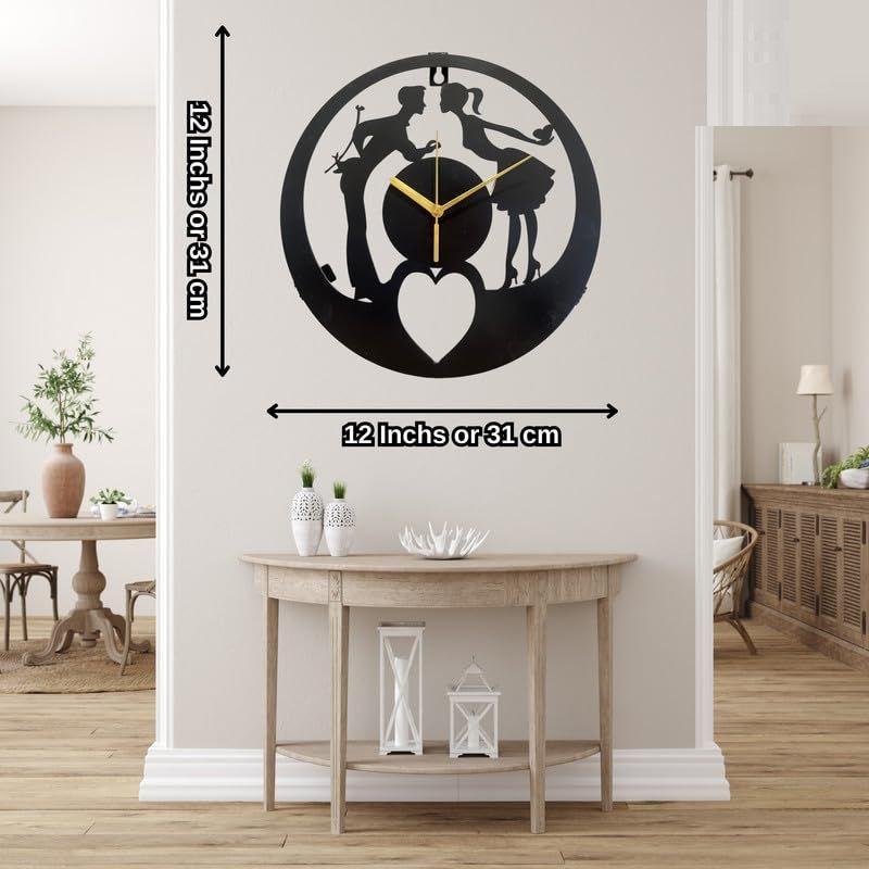 Stylish Modern Classic Design Wall Mount Clocks | Elegant 12-Inch Wall Hanging Timepiece for Home, Office, Living Room, Bedroom Decor (Love Couple)