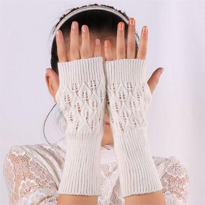 Cover Half Finger Finger Half Knitting Wool Knitted Sleeve Finger Gloves Hollow Acrylic Gloves