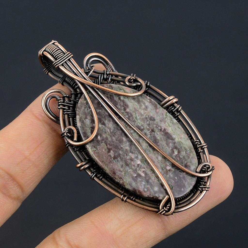 Astrophylite 999 Copper Wire Wrapped Pendant, Handmade Gemstone Pendant, Gift For Mom Antique Jewelry