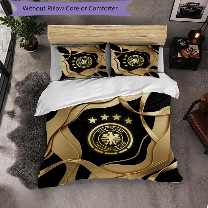 Germany Football Pattern 3 Pieces Bedding Set Soft Microfiber Duvet Cover with Pillow Cases for Bedroom