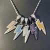 Hip Hop Lightning Pendant Necklace With Zirconia Accents Copper Chain Dual Tone Gold Platinum 60cm Geometric Jewelry