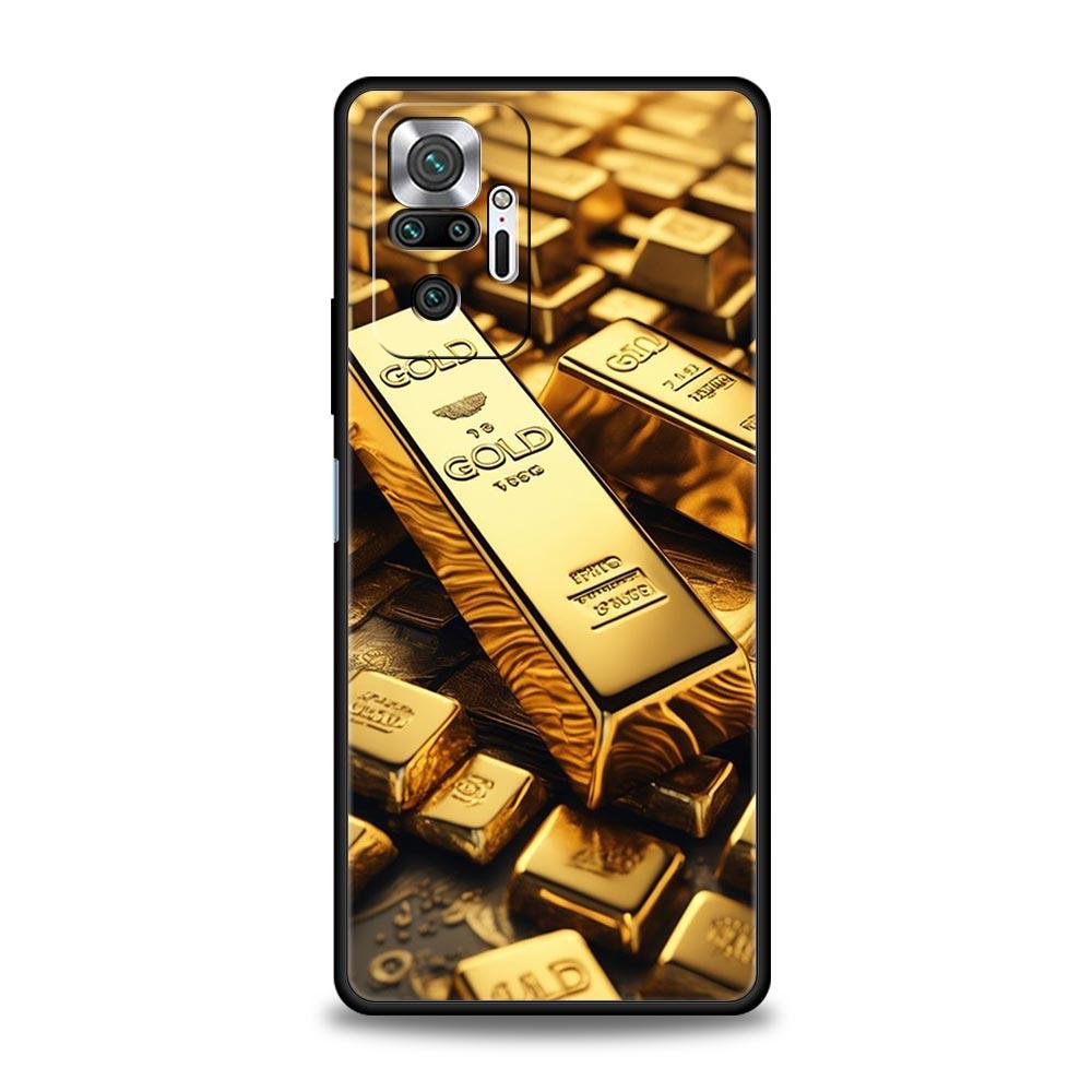 

Gold Money Pattern Phone Case For Xiaomi Redmi Note 14 13 5G 10 11 12 Pro Plus 4G 14C 13C 12C 10C Black Cover Note 14Pro Plus