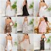 Multi-Style Sexy Lace Mesh Nightgown Deep V High Slit Print Cami Pajamas Women's Loungewear Versatile Seductive Sleepwear Collection with Diverse